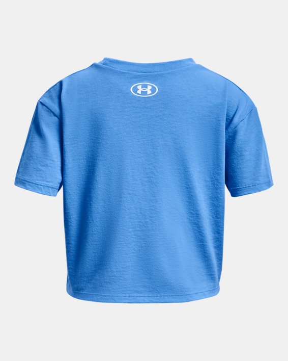 Girls' UA Crop Sportstyle Logo Short Sleeve, Blue, pdpMainDesktop image number 1